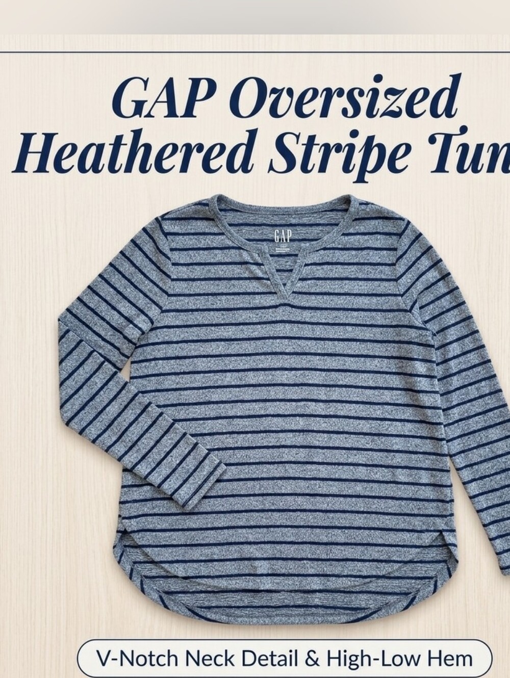 GAP Oversized Heathered Navy Stripe Tunic